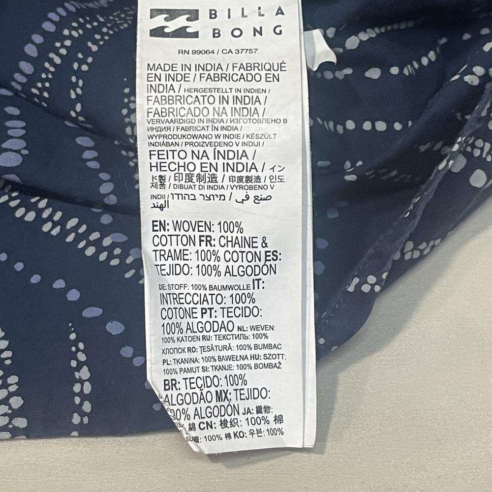 Billabong Sundays Mini Abstract Short Sleeve Button Down Navy Blue Mens Small - Picture 7 of 7